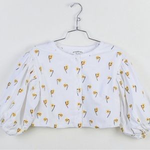 Meadows puff sleeve floral crop top